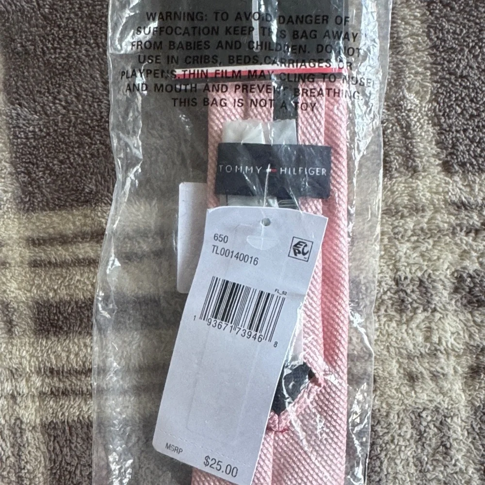 Tommy Hilfiger Light Pink Textured Zipper Tie for boys